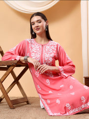 Heer Rayon Chikankari Straight Kurti