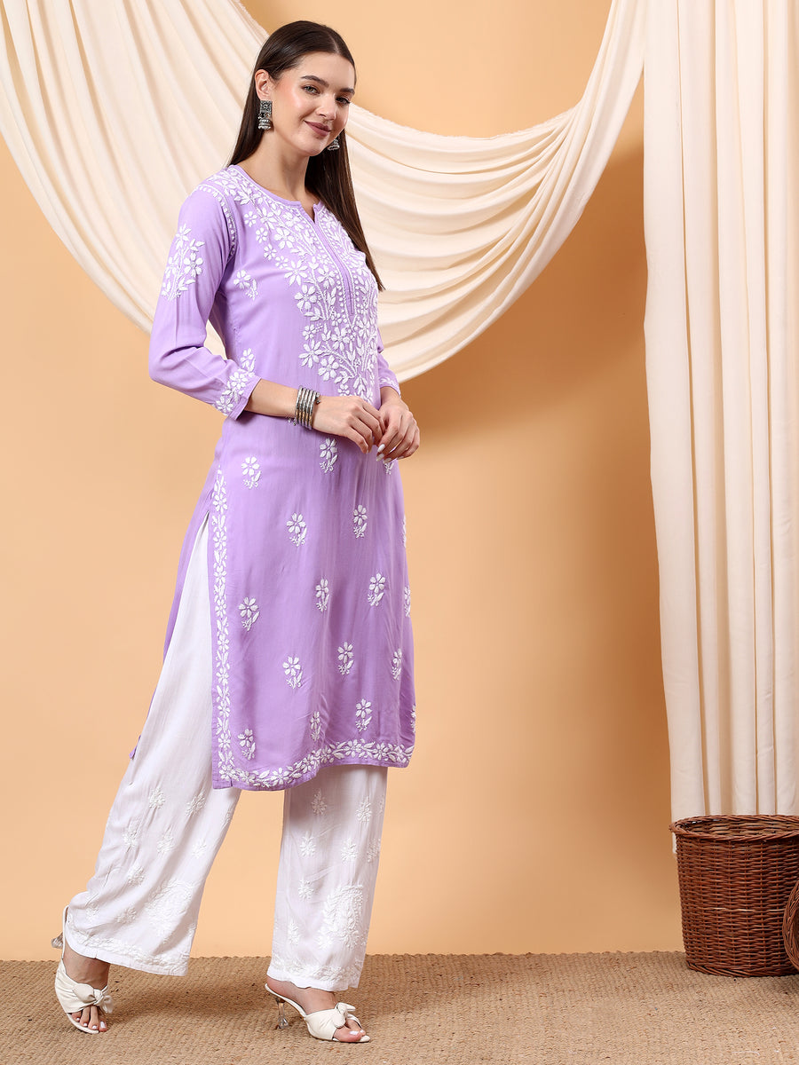 Heer Rayon Chikankari Long Kurta