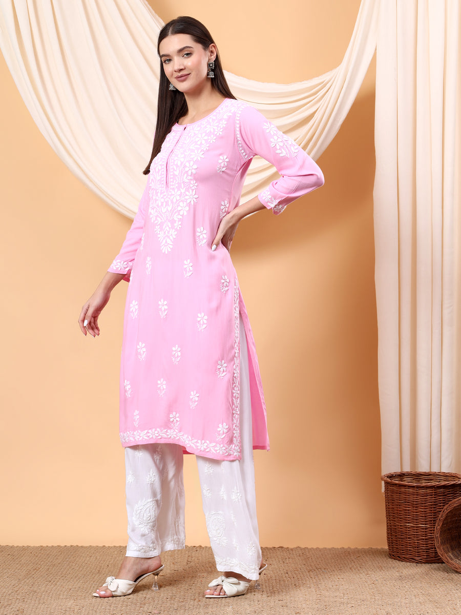 Heer Rayon Chikankari Long Kurta