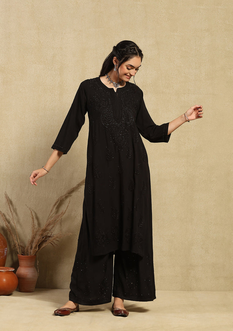Kalira Rayon Mukaish Chikankari Kurti Set