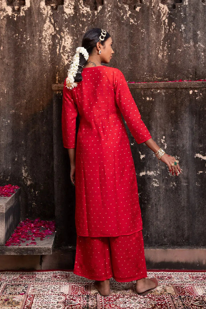 Sona Chanderi Chikankari Kurti Set