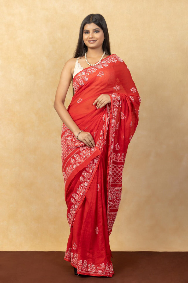 Jogini Kota Doria Chikankari Saree