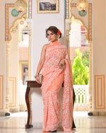 Load image into Gallery viewer, Gulzar Full Jaal Chikankari Saree Peach
