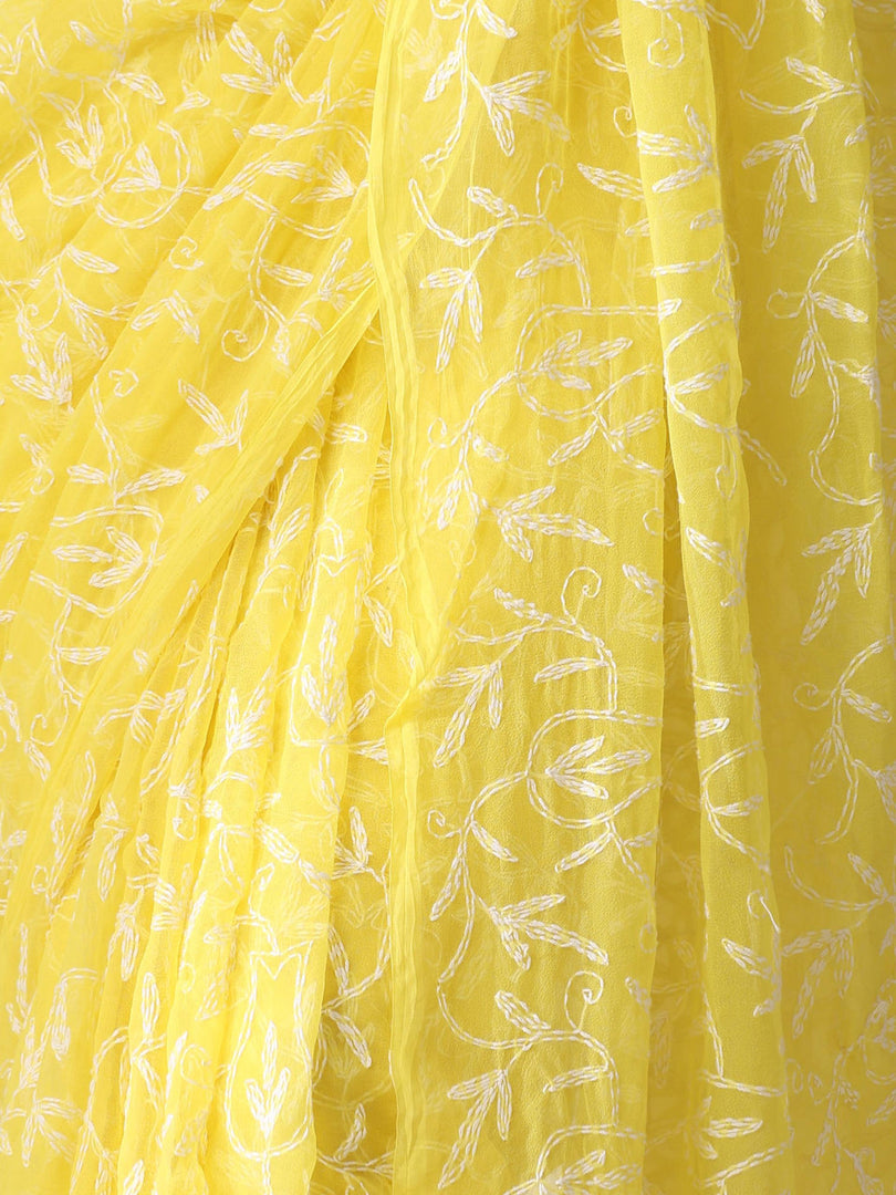 Tepchi Handwork Georgette Chikankari Saree