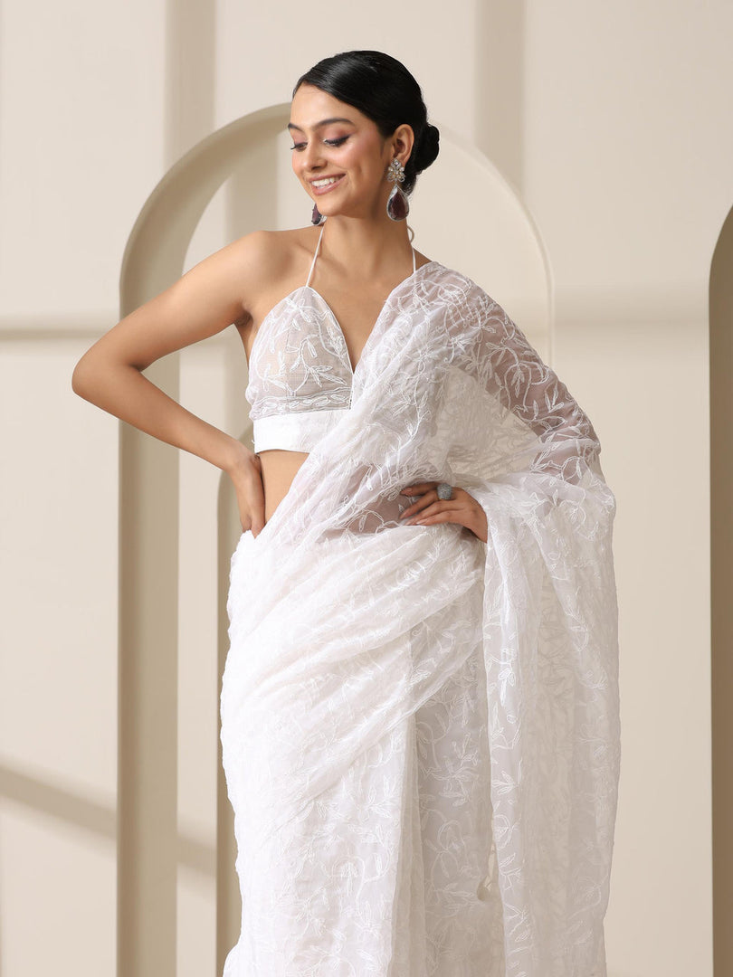 Tepchi Handwork Georgette Chikankari Saree