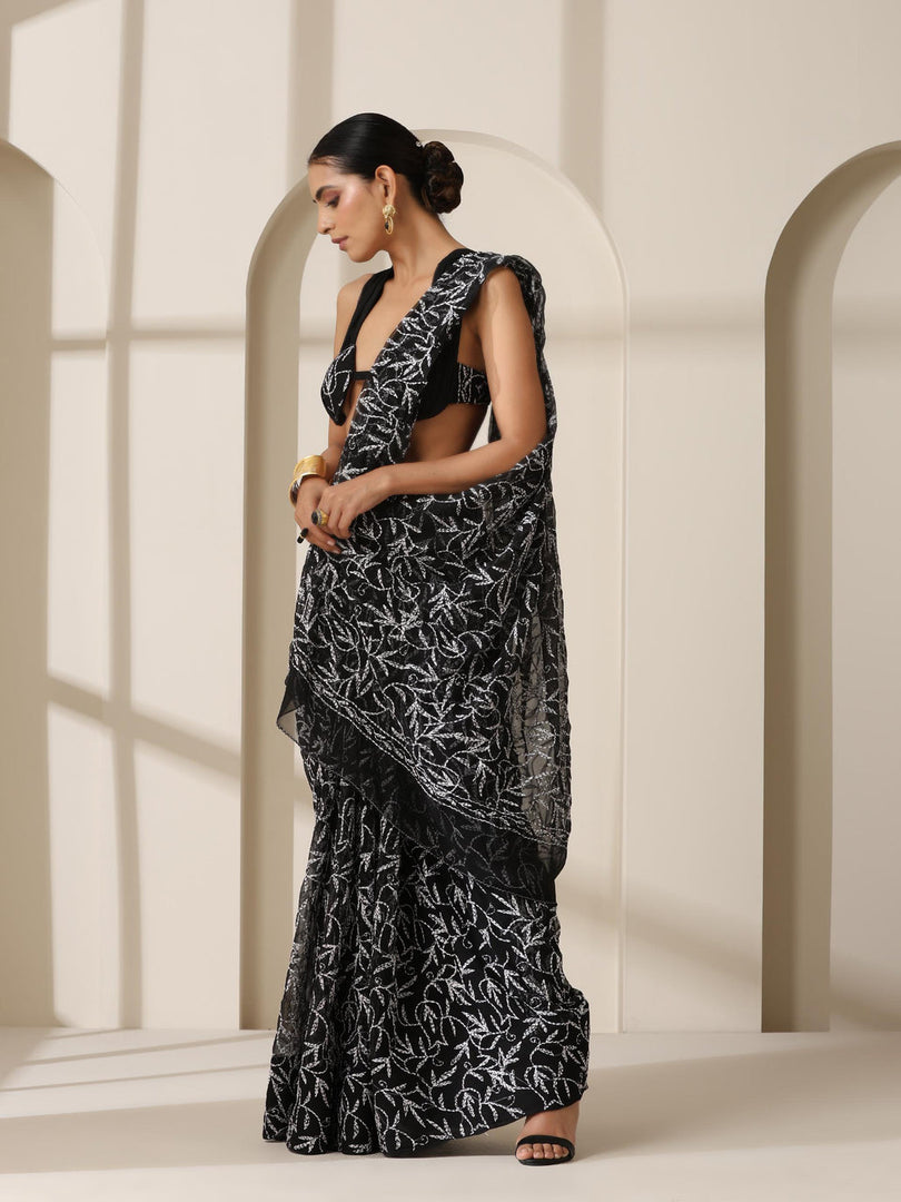Tepchi Handwork Georgette Chikankari Saree