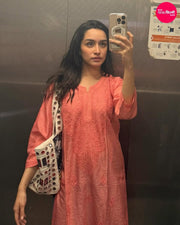 Bakhiya Chanderi Shraddha Kapoor Styled Chikankari Kurti