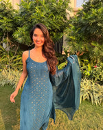 Load image into Gallery viewer, Anushka Styled Premium Strappy Chikankari Outfit Set