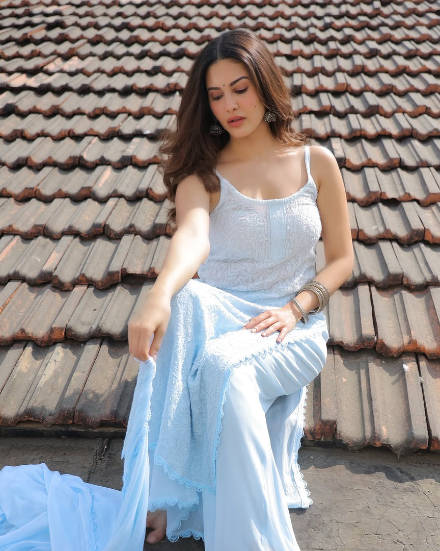 Fennil Styled Strappy Viscose Set - The Lucknowi Chikan 