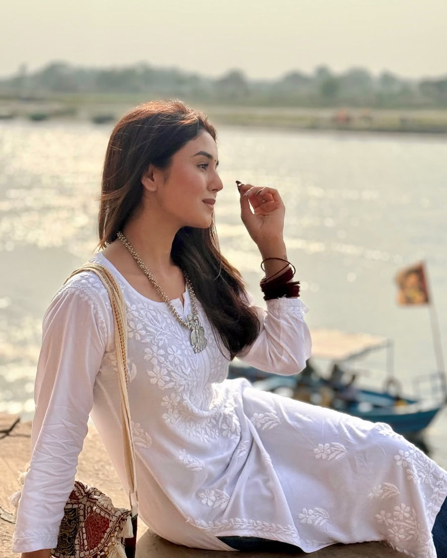 Palak Modal Chikankari Kurti