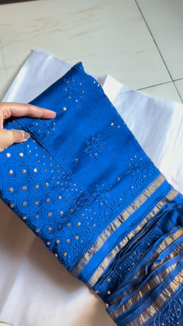 Madhuri Chanderi Silk Mukaish Saree.