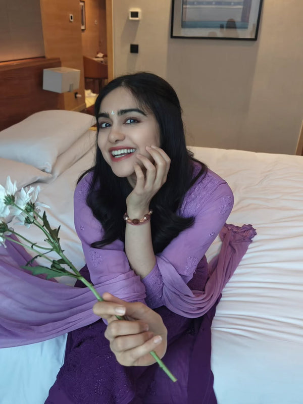 Ada Sharma's Premium Lilac Suit Set - The Lucknowi Chikan 