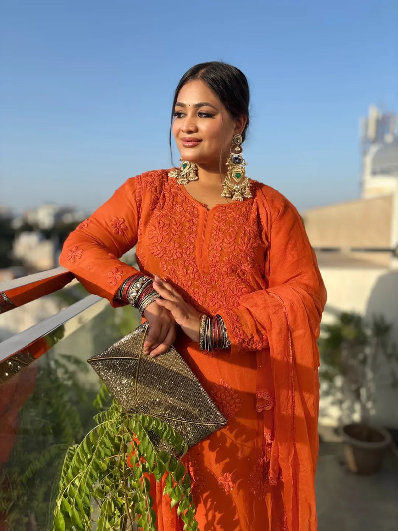 Khwab 3D Handwork Chikankari Kurti Set