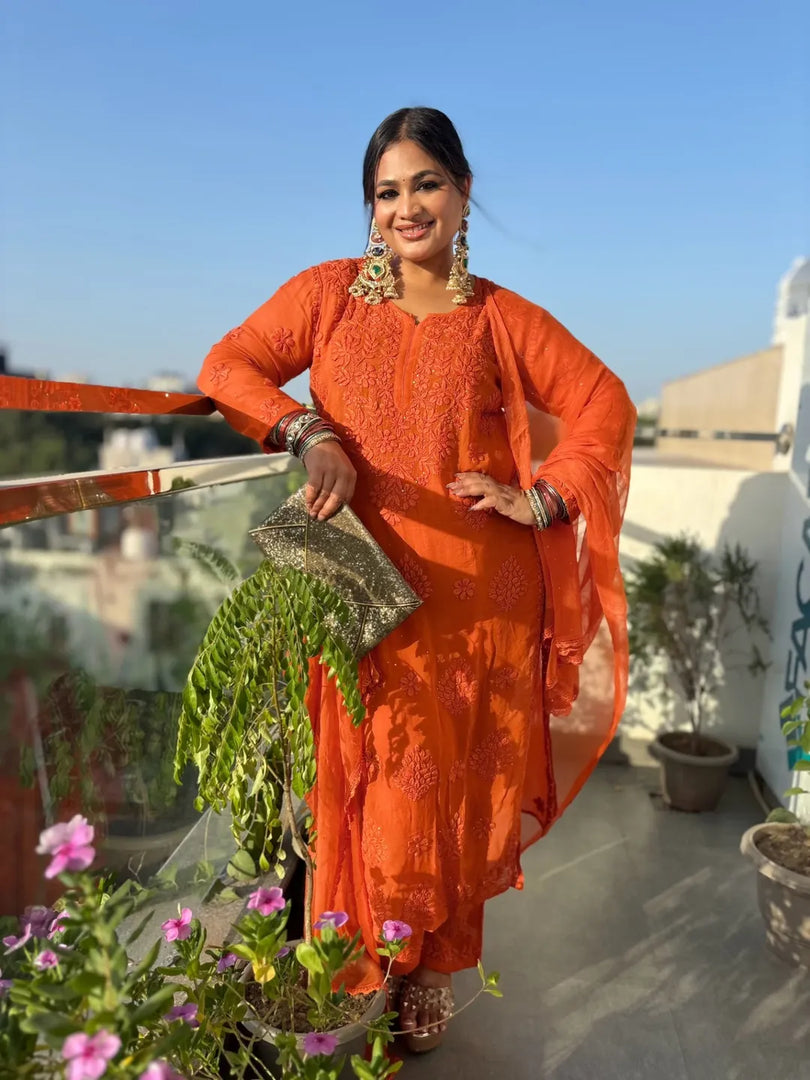 Khwab 3D Handwork Chikankari Kurti Set