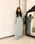 Load image into Gallery viewer, Inaayat Viscose Premium Chikankari Kurti Set Ice-Blue
