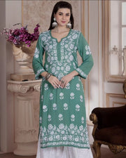 Dhunki Modal Chikankari Straight Kurta