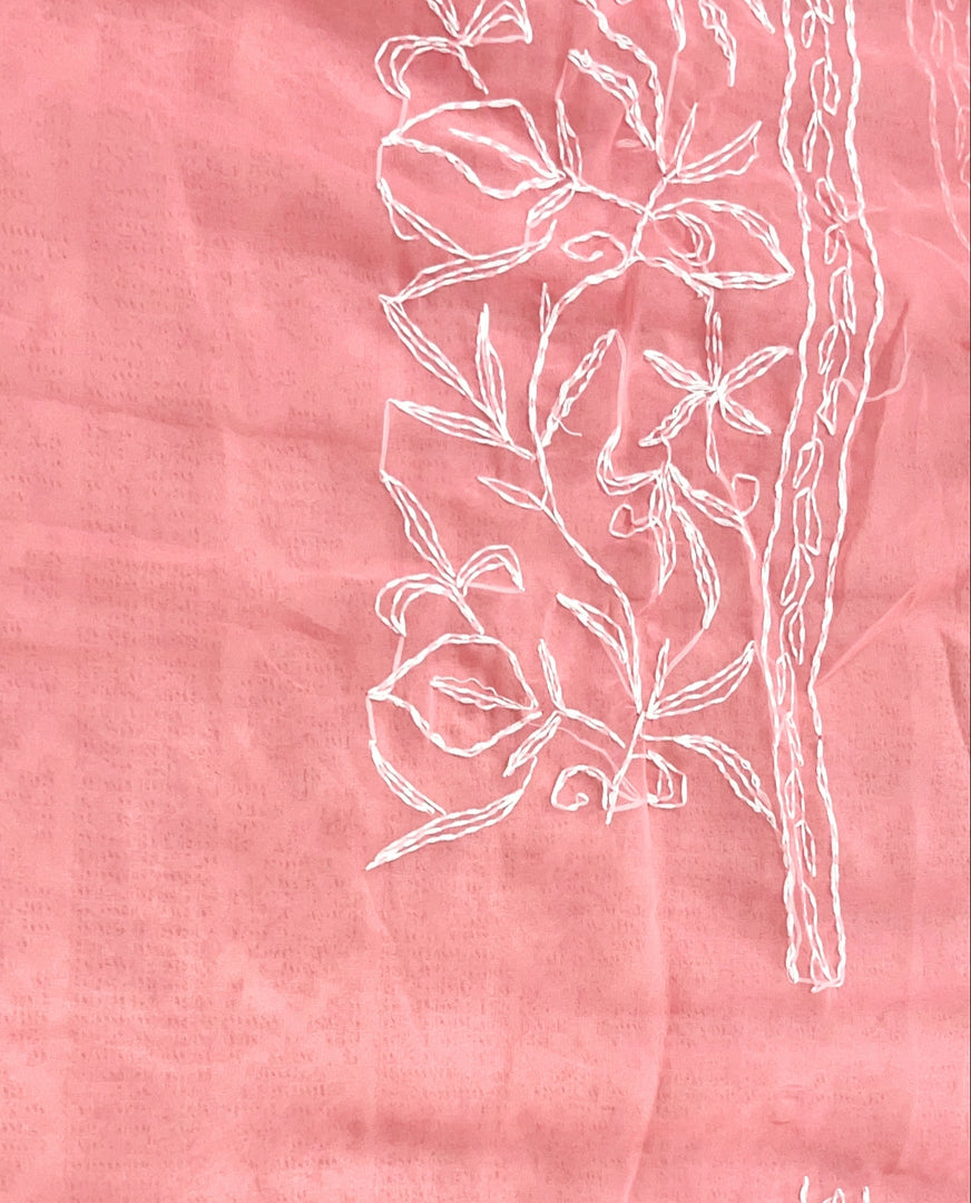 Tepchi work chikankari saree