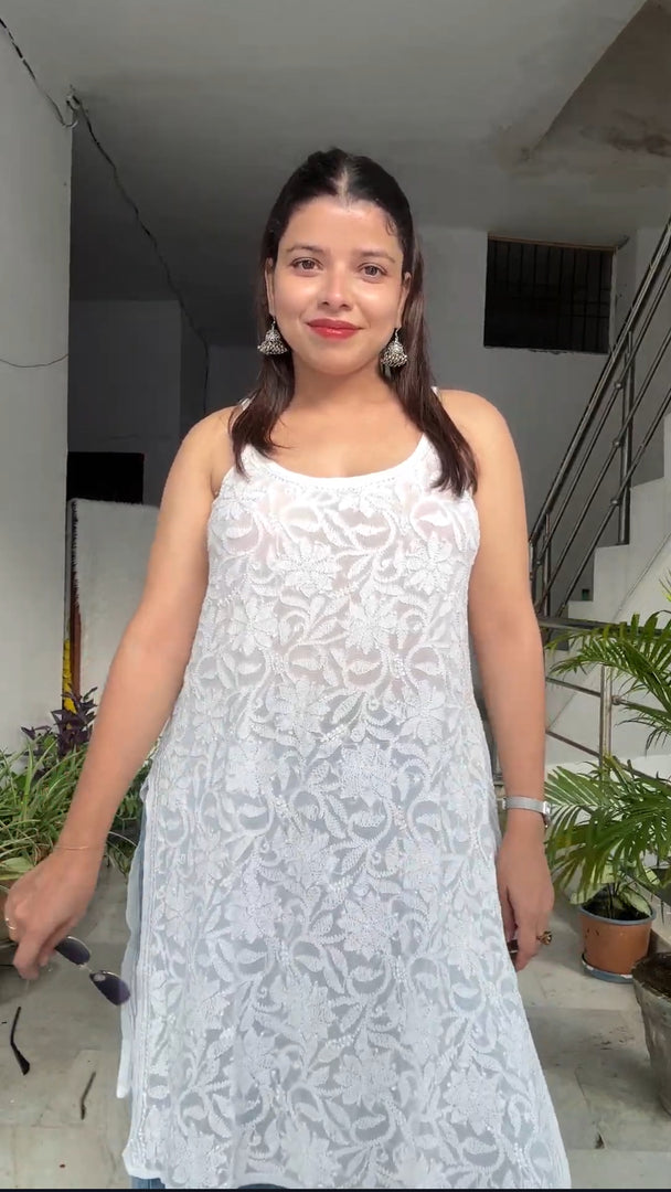 Bhavika Premium Viscose Strappy Chikankari Kurti