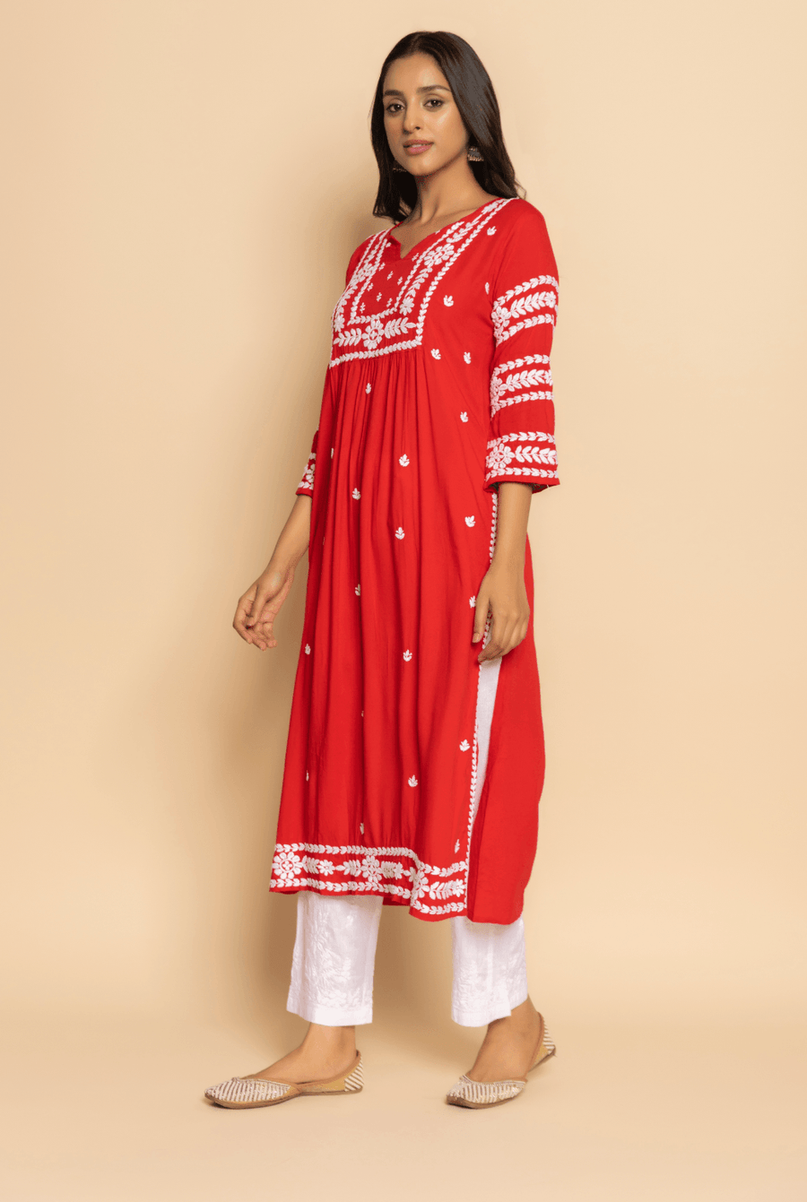 Malhar Rayon Long Chikankari Kurta