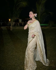 Haniya Styled Premium Chanderi Silk Saree - The Lucknowi Chikan 