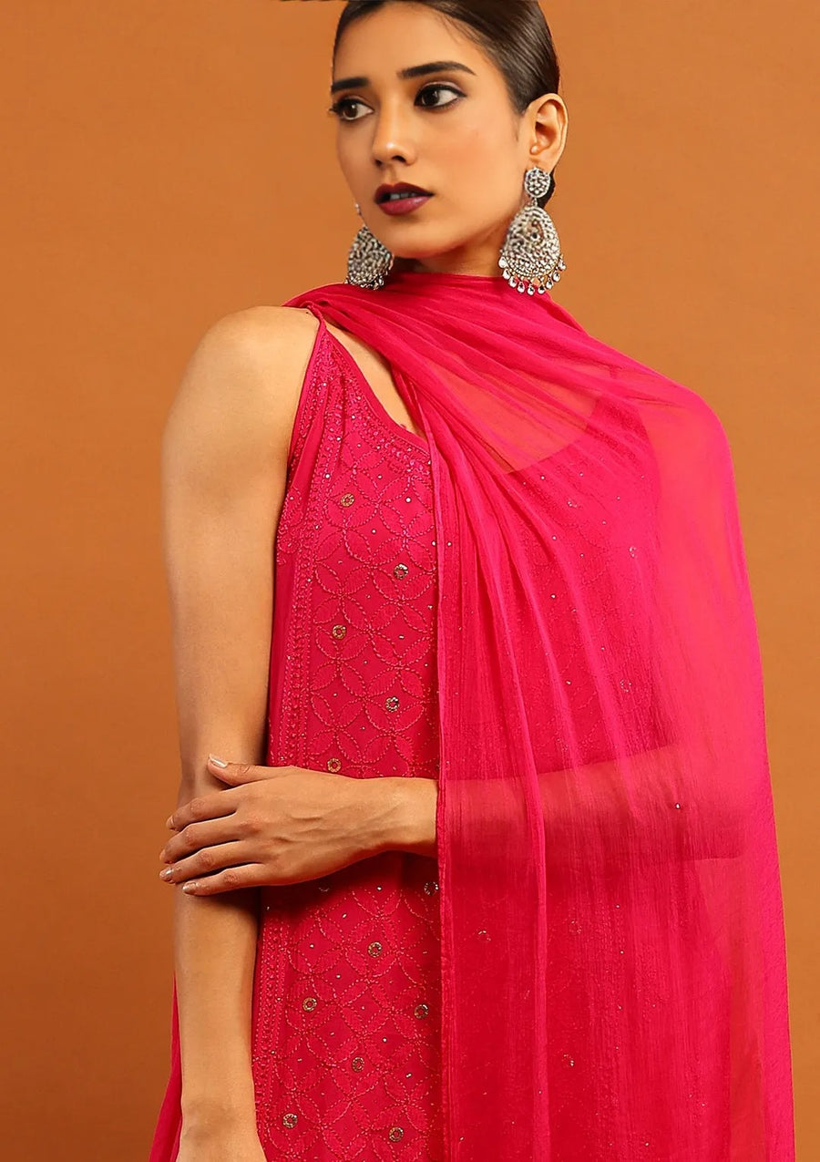 Anushka Styled Premium Strappy Chikankari Outfit Set