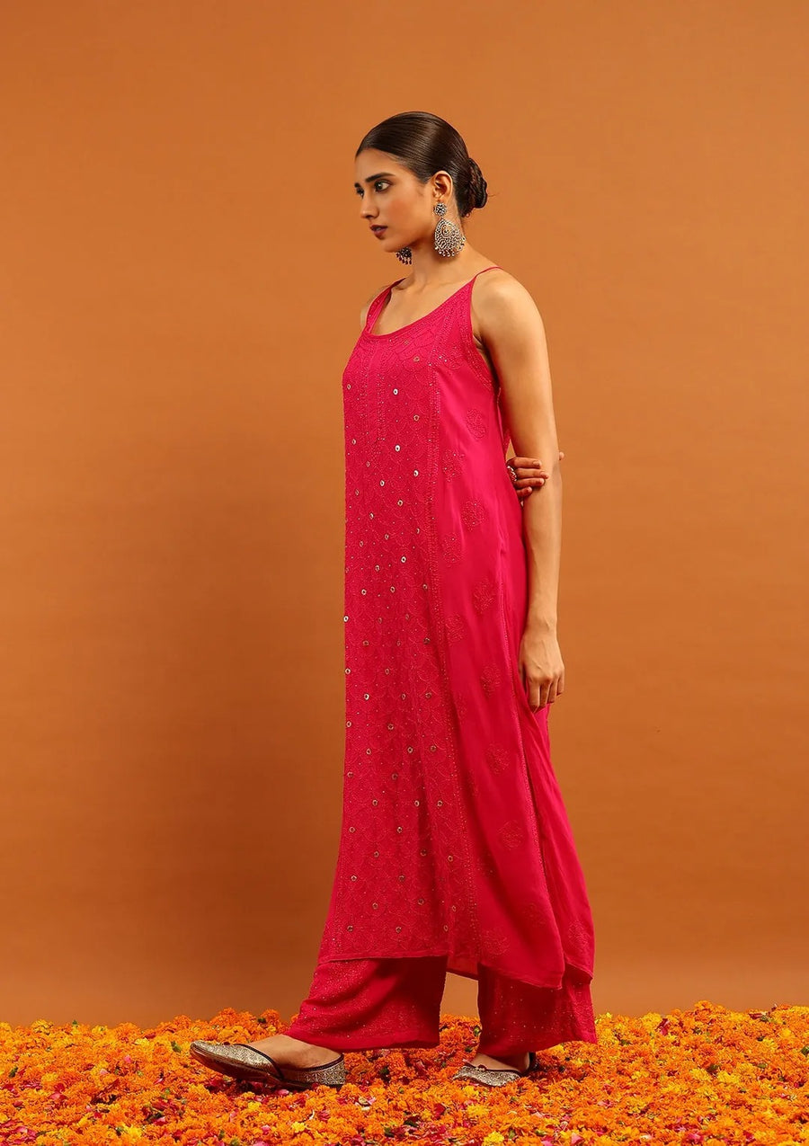 Anushka Styled Premium Strappy Chikankari Outfit Set