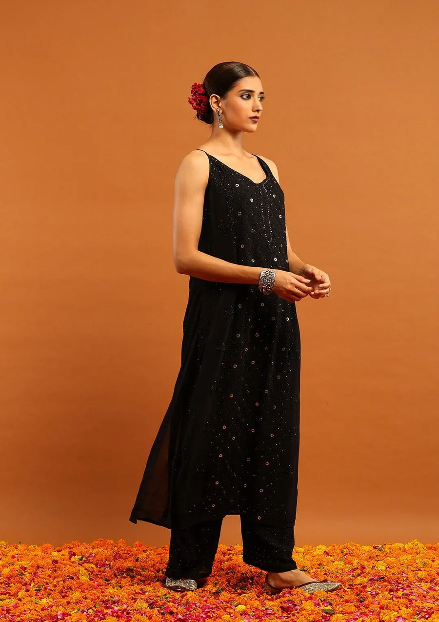 Anushka Styled Premium Strappy Chikankari Outfit Set
