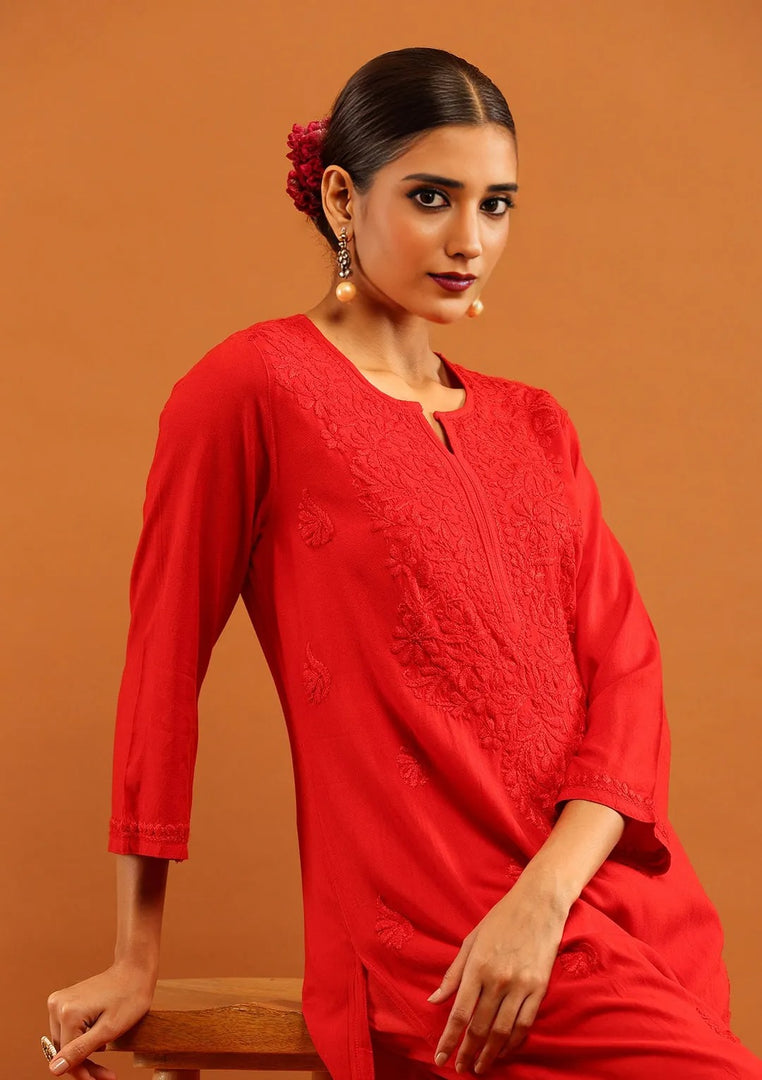 Rozy Premium Rayon Chikankari  Kurti