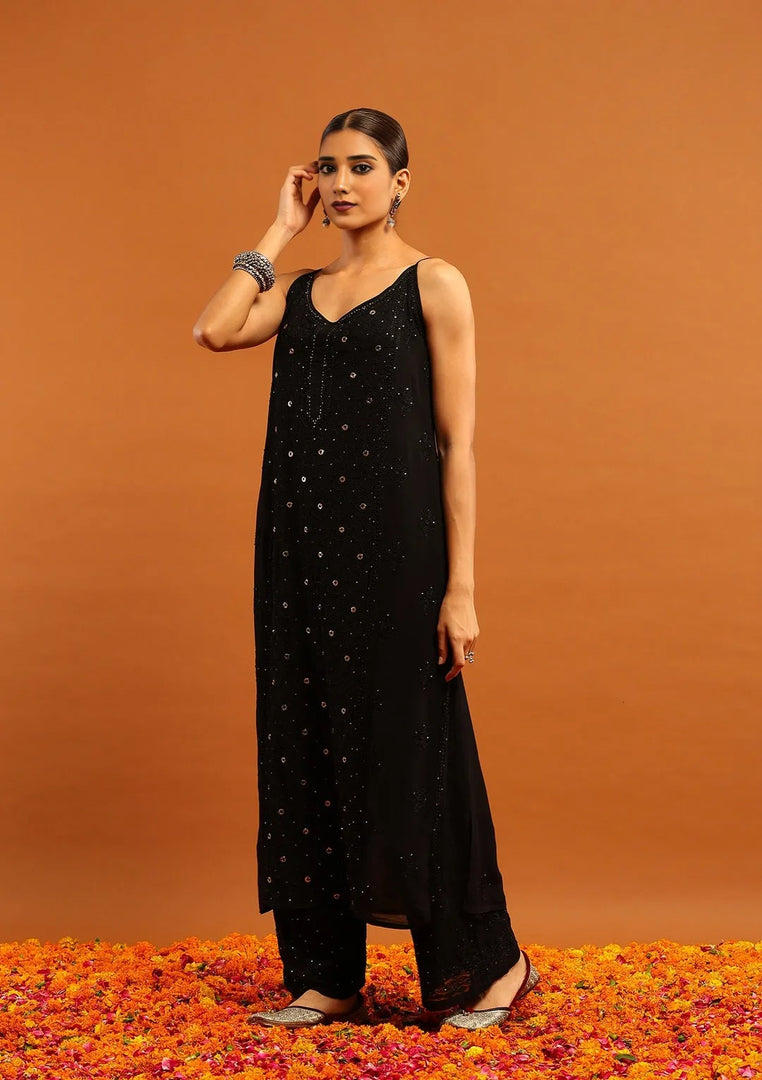Anushka Styled Premium Strappy Chikankari Outfit Set