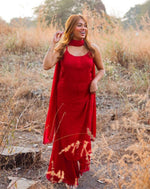 Load image into Gallery viewer, Fennil Styled Strappy Viscose Set Red Viscos Georgette