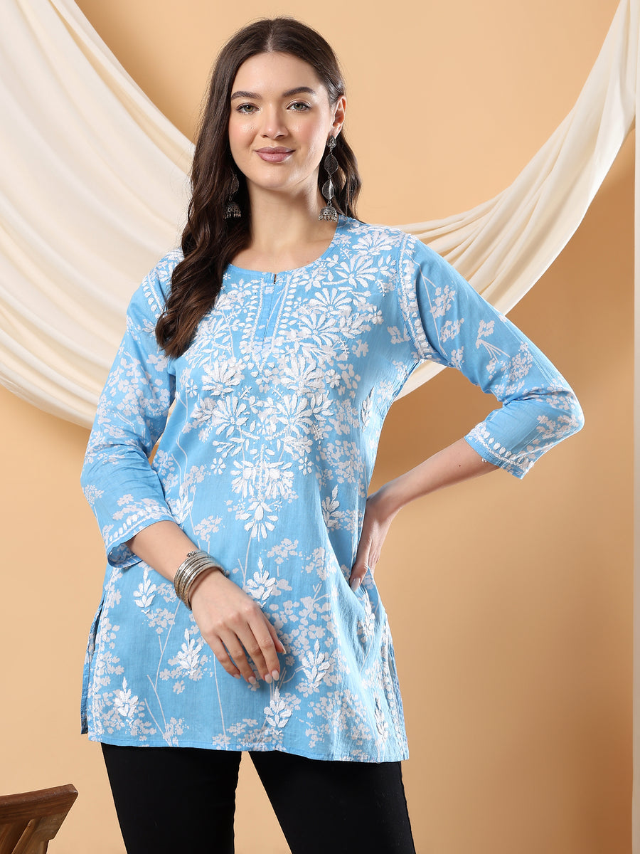 Gulnihal Mul Mul Chikankari Short Kurti