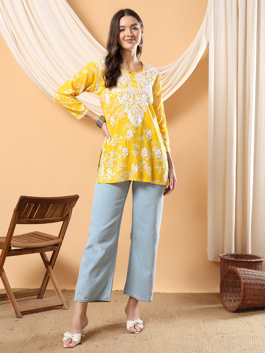 Gulnihal Mul Mul Chikankari Short Kurti