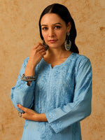 Load image into Gallery viewer, Adya Chanderi Chikankari Kurti