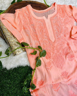Load image into Gallery viewer, Nargis Viscose Premium 3D Chikankari Kurti Peach

