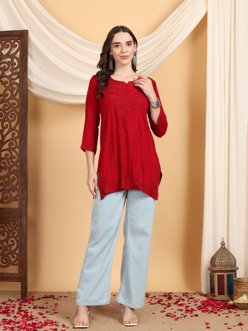 Kashti Rayon Chikankari Short Kurti