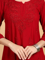 Load image into Gallery viewer, Kashti Rayon Chikankari Short Kurti