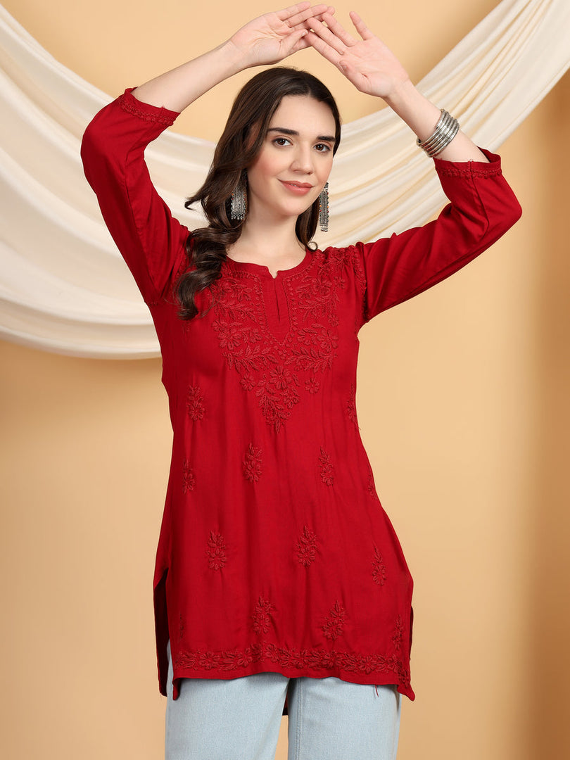 Kashti Rayon Chikankari Short Kurti