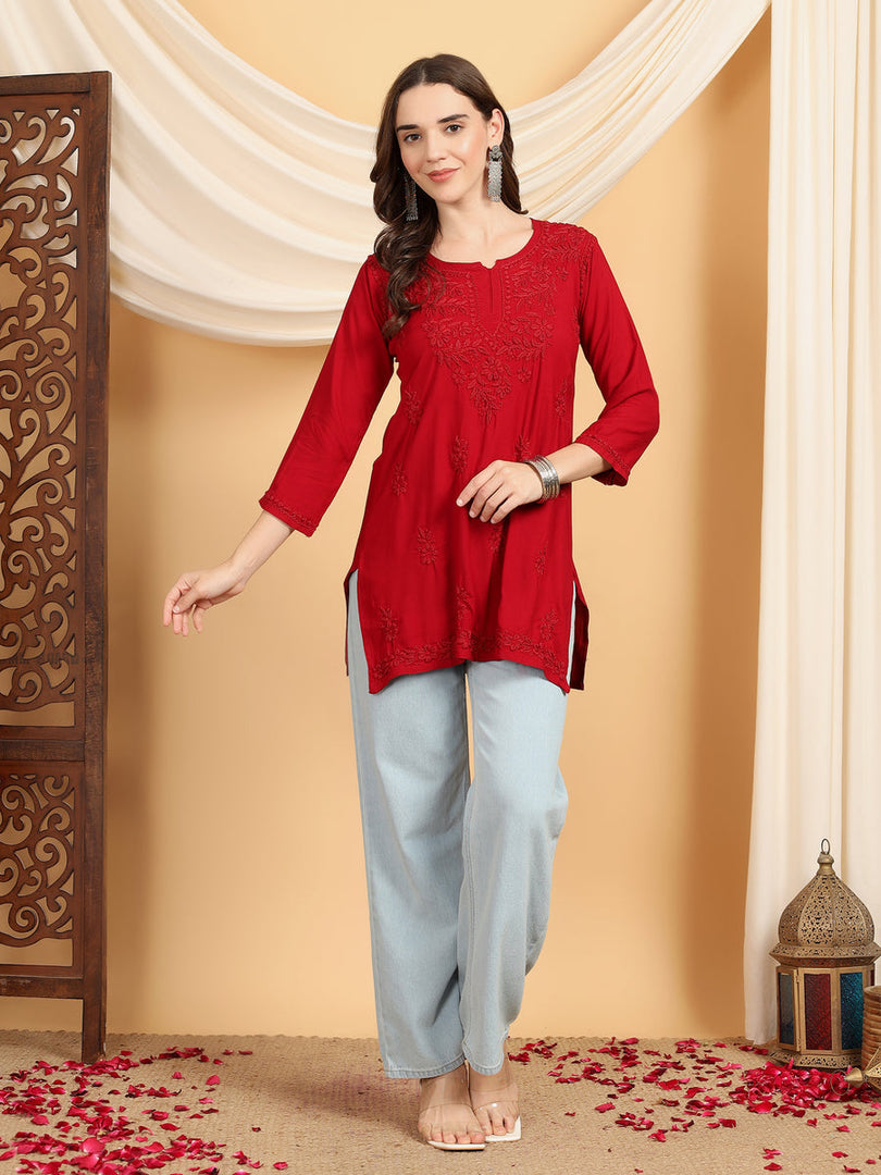 Kashti Rayon Chikankari Short Kurti