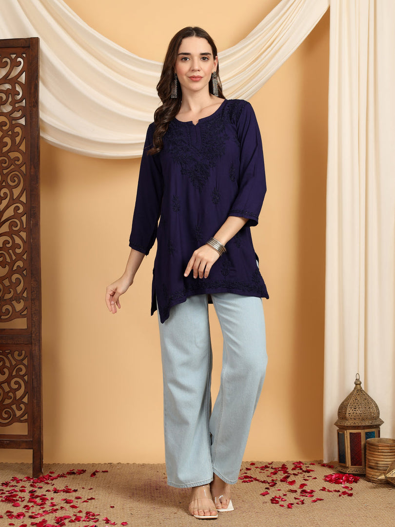 Kashti Rayon Chikankari Short Kurti