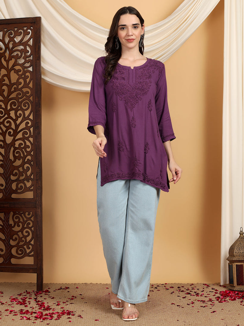 Kashti Rayon Chikankari Short Kurti