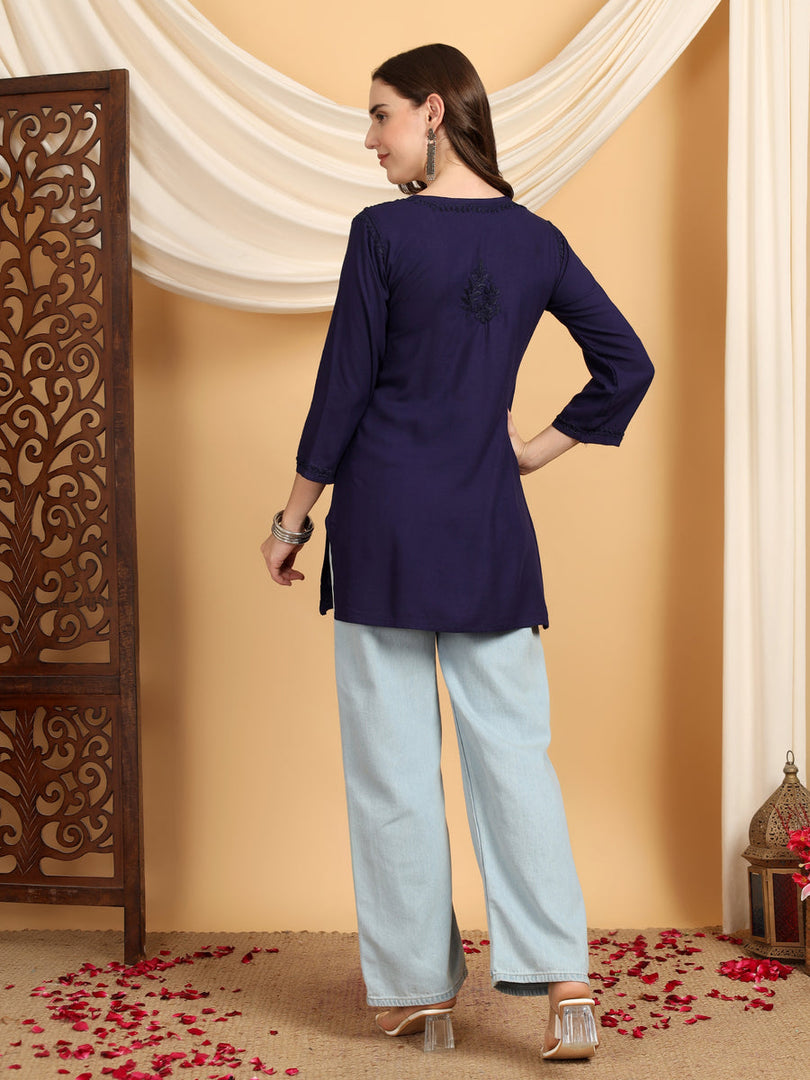 Kashti Rayon Chikankari Short Kurti
