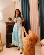 Load image into Gallery viewer, Premika Flared 56 Kali Anarkali Dress Lime-Green L
