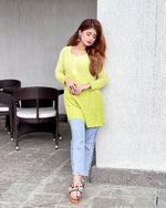 Load image into Gallery viewer, Tarai Viscose Short Chikankari Kurti

