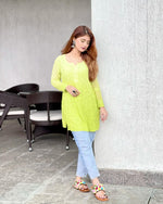 Load image into Gallery viewer, Tarai Viscose Short Chikankari Kurti
