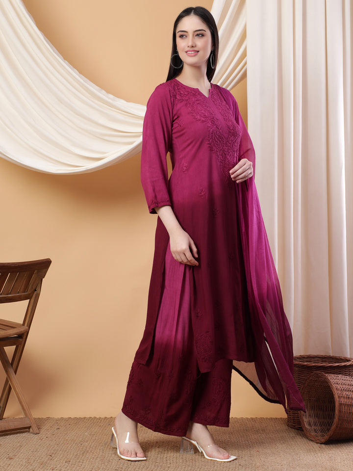 Bahar Chikankari Ombre Dyed Kurti Set