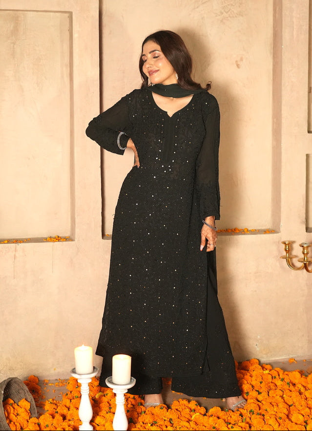 Nagma Premium Chikankari Mukaish Viscose Set