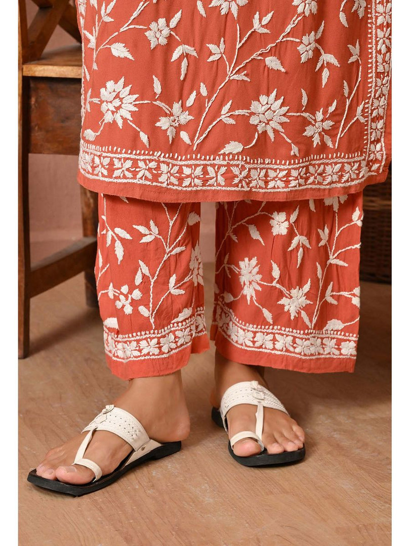 Gulfam Rayon Long Chikankari Kurti Set