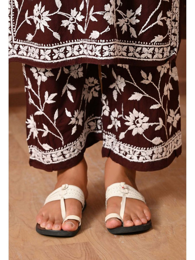 Gulfam Rayon Long Chikankari Kurti Set