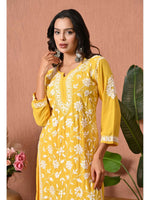 Load image into Gallery viewer, Gulfam Rayon Long Chikankari Kurti Set