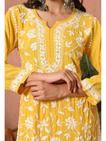 Load image into Gallery viewer, Gulfam Rayon Long Chikankari Kurti Set